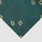 金ゴールド抽象芸術クジャクの羽の緑 薄葉紙 (詳細)