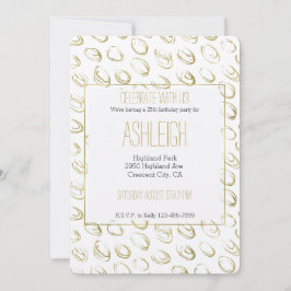 金ゴールド抽象芸術サークル誕生日 招待状