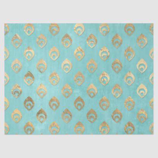 金ゴールド抽象芸術ドロップレットのアクアデコページ 薄葉紙 (正面)