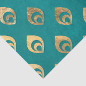 金ゴールド抽象芸術ドロップレットのティール（緑がかった色）分離 薄葉紙 (詳細)