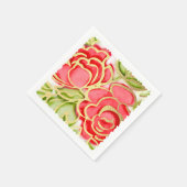 金ゴールド抽象芸術バラ赤 スタンダードカクテルナプキン (角)