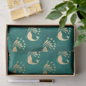 金ゴールド抽象芸術ピークオングリーンデコパージュ 薄葉紙 (ギフト)