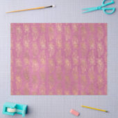 金ゴールド抽象芸術ピーコックフェザーのピンクのデコパージュ 薄葉紙 (クラフト)