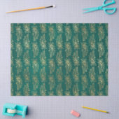 金ゴールド抽象芸術ピーコックフェザーの緑のデコパージュ 薄葉紙 (クラフト)