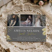 金ゴールド抽象芸術フォトコラージュスウィート16誕生日 招待状