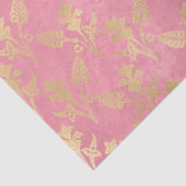 金ゴールド抽象芸術フラワーズオンピンクデコパージュ 薄葉紙 (詳細)
