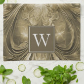 金ゴールド抽象芸術フローリッシュモノグラムタオル キッチンタオル (折り畳み)