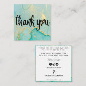 金ゴールド抽象芸術ブルーウォーターカラーメディア挿入 スクエア名刺 (正面/裏面)