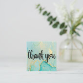 金ゴールド抽象芸術ブルーウォーターカラーメディア挿入 スクエア名刺 (スタンド正面)