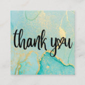 金ゴールド抽象芸術ブルーウォーターカラーメディア挿入 スクエア名刺 (正面)