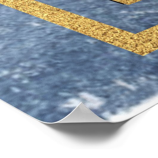 金ゴールド抽象芸術ブルーバー（ユダヤ教の）バル・ミツバー写真ウェルカムサイン ポスター (角)