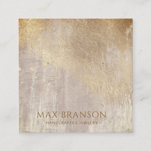 金ゴールド抽象芸術ホイフェイクルイヤリングディスプレイカード スクエア名刺 (正面)
