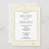 金ゴールド抽象芸術ミュージックノートブライダルシャワー 招待状 (正面)