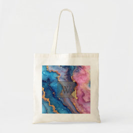 金ゴールド抽象芸術モダンモノグラムイニシャル トートバッグ