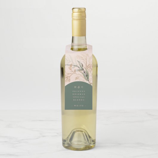 金ゴールド抽象芸術ユーカリモダンライナリーモス ボトルネックタグ (ボトル)