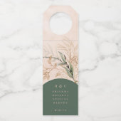 金ゴールド抽象芸術ユーカリモダンライナリーモス ボトルネックタグ (正面)