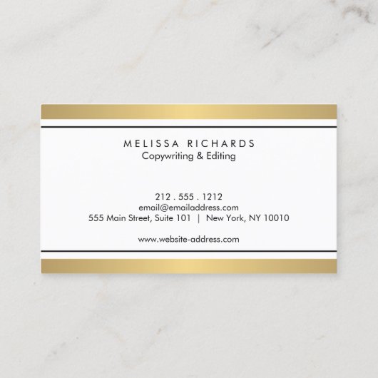 金ゴールド抽象芸術レターフォームIII (作家、ライター用) 名刺 (裏面)