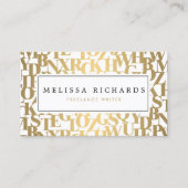 金ゴールド抽象芸術レターフォームIII (作家、ライター用) 名刺 (正面)