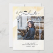 金ゴールド抽象芸術卒業聖書の詩の写真 案内状 (正面)