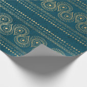 金ゴールド抽象芸術水滴ティール（緑がかった色） ラッピングペーパー (角)