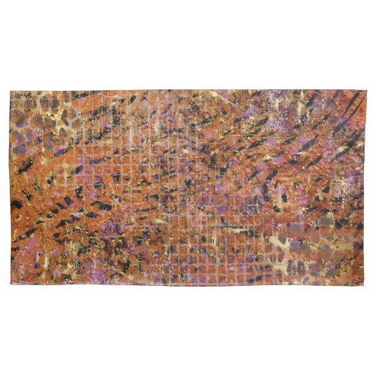 金ゴールド抽象芸術混合動物及びヒョウの肌 枕カバー (正面)