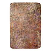 金ゴールド抽象芸術混合動物及びヒョウ皮 バスマット (正面縦)