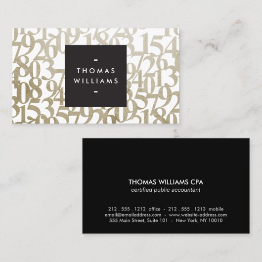 金ゴールド抽象芸術番号、会計 名刺 (正面/裏面)