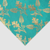 金ゴールド抽象芸術花ターコイズ切り離し 薄葉紙 (詳細)