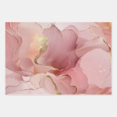 金ゴールド抽象芸術赤面ピンクブライダルシャワー ラッピングペーパーシート (正面3)