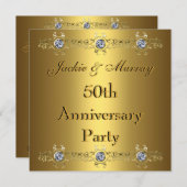 金ゴールド招待状50周年記念パーティー 招待状 (正面/裏面)