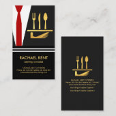 金ゴールド提供プレートカトラリーバトラーのタキシードスーツ 名刺 (正面/裏面)