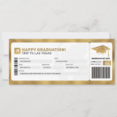 金ゴールド搭乗パス旅行飛行機ギフトチケット 招待状 (正面)