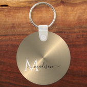 金ゴールド放射状メタリックスクリプト名 キーホルダー (正面)