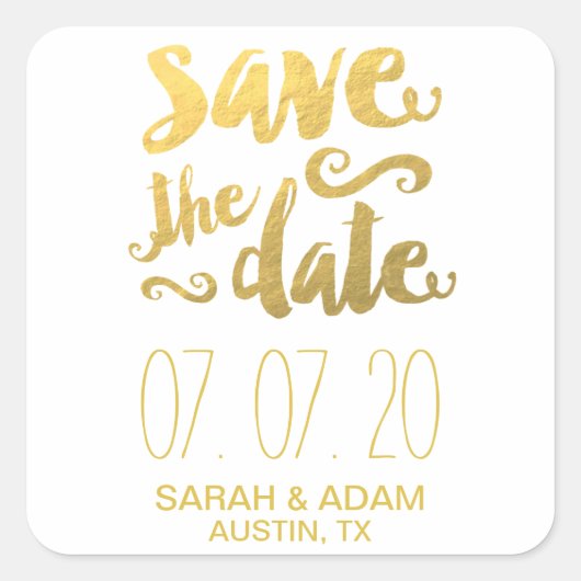 金ゴールド救の日付 |日付シールを保存 スクエアシール (正面)