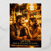 金ゴールド救のDate Foil結婚招待状 箔招待状 (正面)