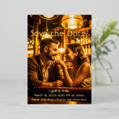 金ゴールド救のDate Foil結婚招待状 箔招待状 (立ち正面)