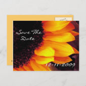 金ゴールド救スフラワーデイト新婦結婚の 案内ポストカード (正面/裏面)