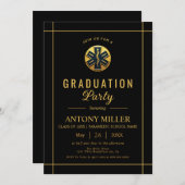 金ゴールド救急医療隊員EMTクラス2025黒卒業 招待状 (正面/裏面)