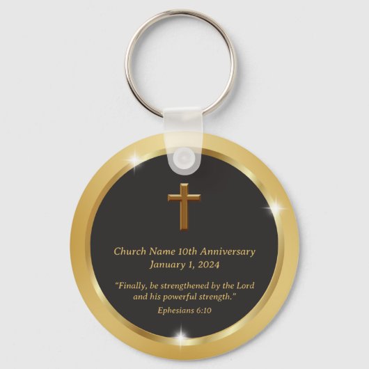 金ゴールド教会記念日イベント聖書聖句 キーホルダー (正面)