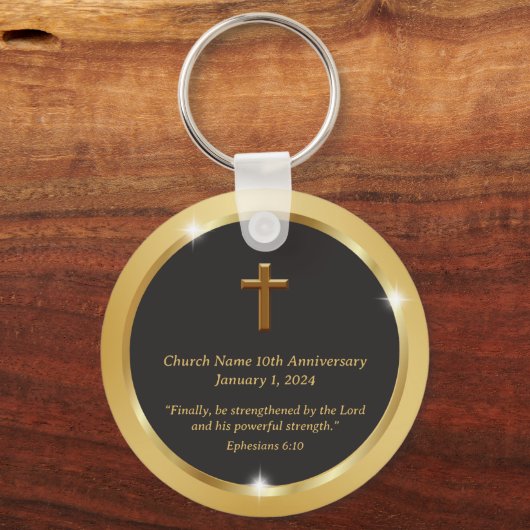 金ゴールド教会記念日イベント聖書聖句 キーホルダー (正面)