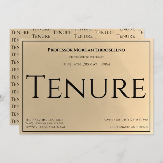 金ゴールド教授在留パーティの招待状 招待状 (正面/裏面)