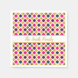 金ゴールド数々のカラークローバーパターン スタンダードカクテルナプキン