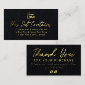 金ゴールド文字の手作りスパがブラックカードにセット 名刺 (正面/裏面)