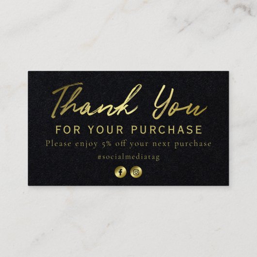 金ゴールド文字の手作りスパがブラックカードにセット 名刺 (裏面)