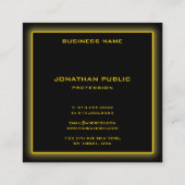 金ゴールド文字エレガントブラックプロフェッショナルテンプレート スクエア名刺 (裏面)