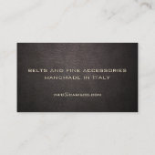 金ゴールド文字ダークレザー手作素晴らしりアクセサリー 名刺 (裏面)