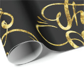 金ゴールド文字デザイングリッター – 感謝祭 ラッピングペーパー (ロールコーナー)