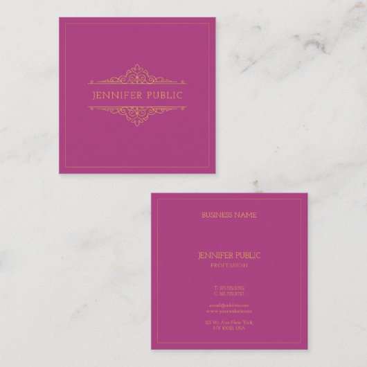 金ゴールド文字フレエレガントームプロフェッショナルテンプレート スクエア名刺 (正面/裏面)