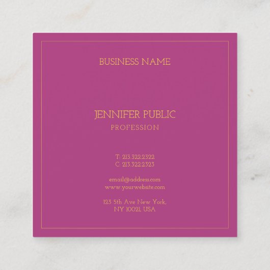 金ゴールド文字フレエレガントームプロフェッショナルテンプレート スクエア名刺 (裏面)