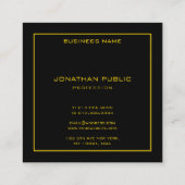 金ゴールド文字フレーエレガントム黒の背景テンプレート スクエア名刺 (裏面)